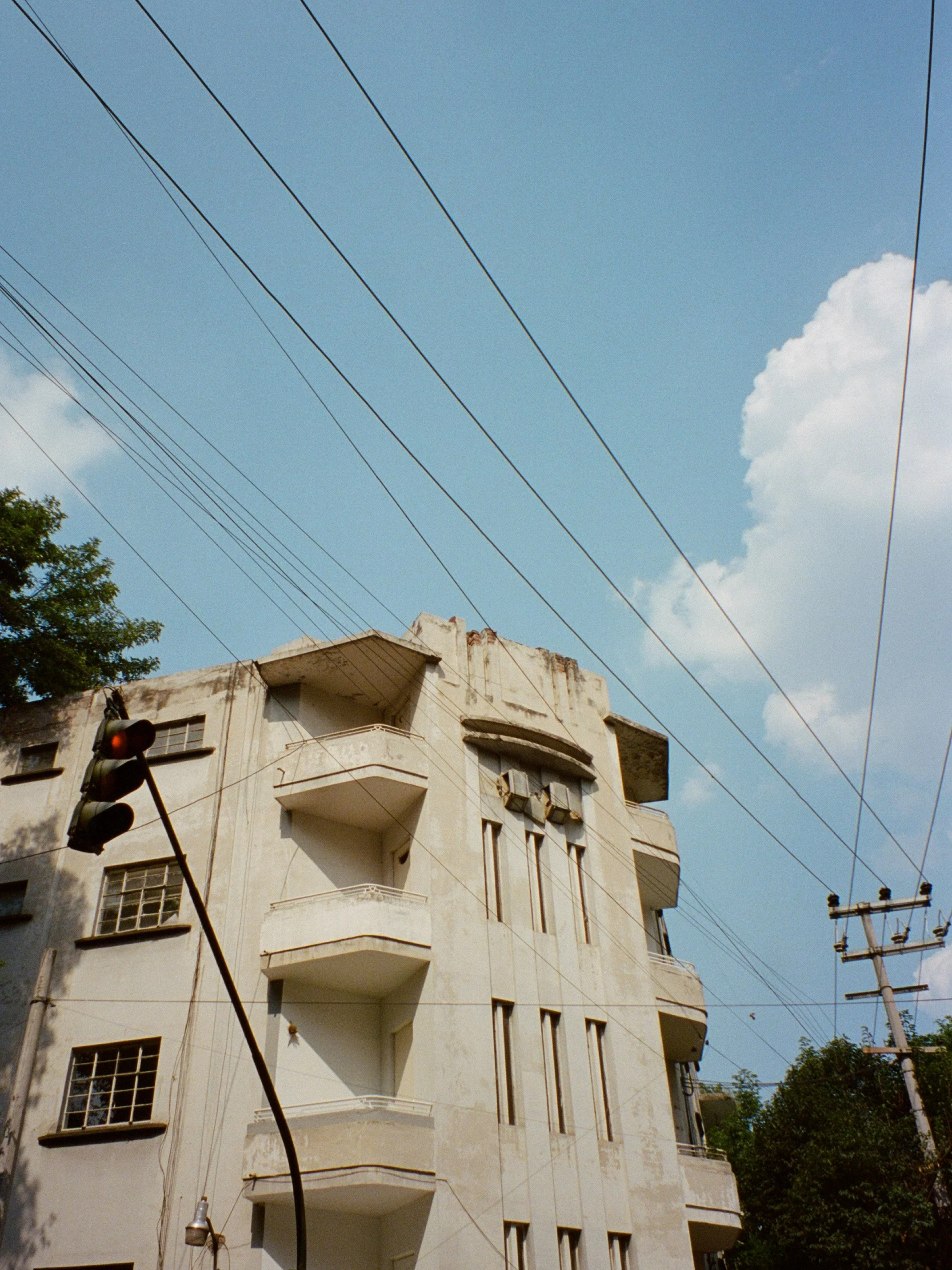 A cement art deco building