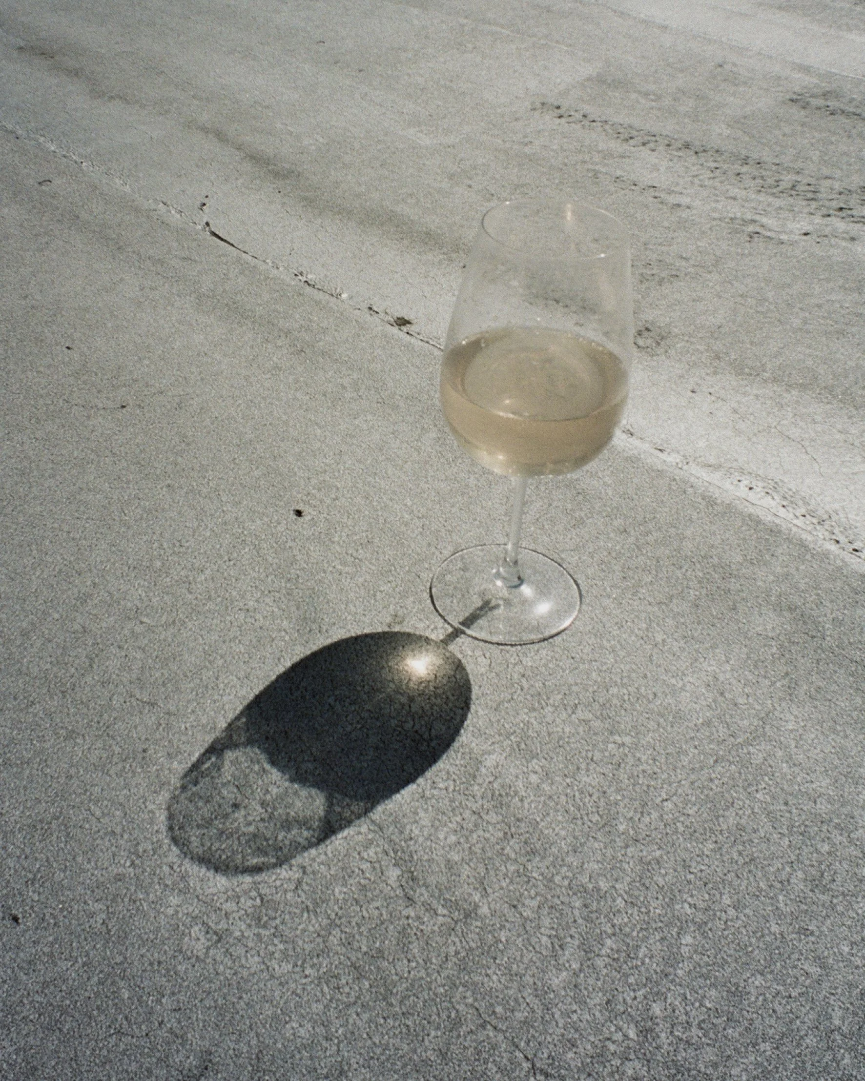 A glass of white wine and it's shadow
