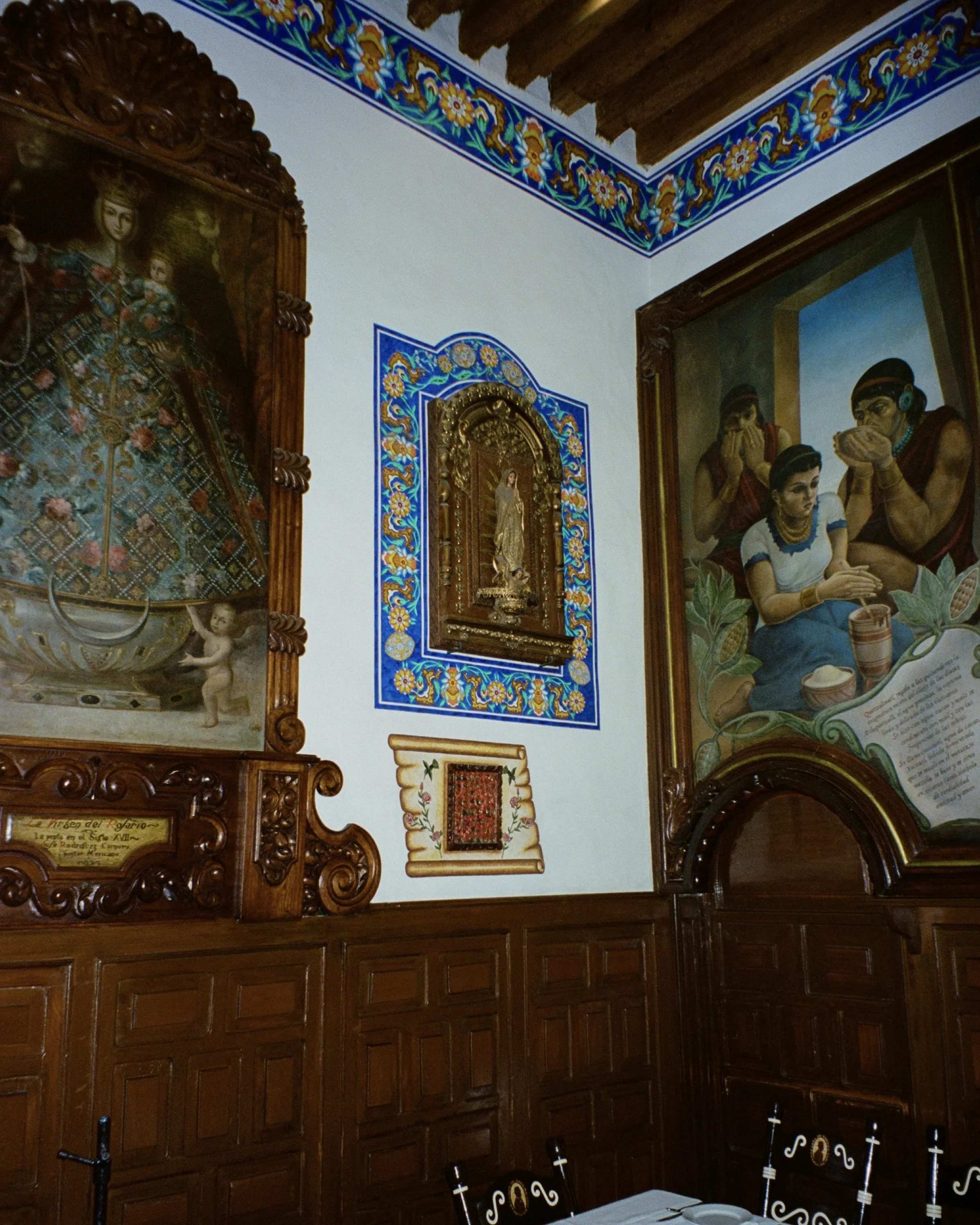 Historic Mexican artwork in a restaurant