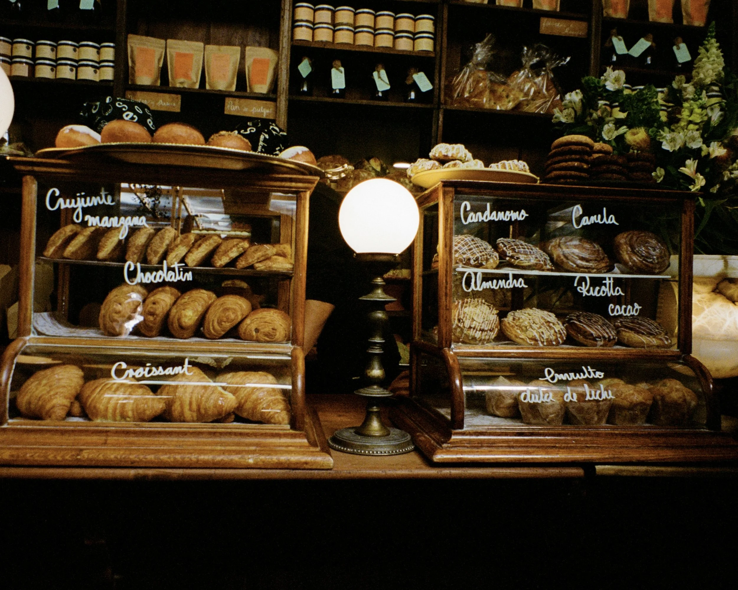 A shelf of Mexican pastries