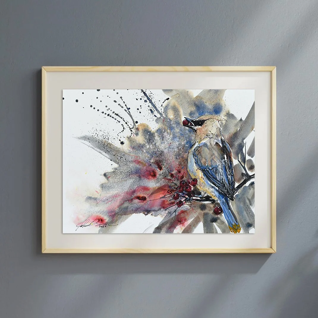 Cedar Waxwing with Berry