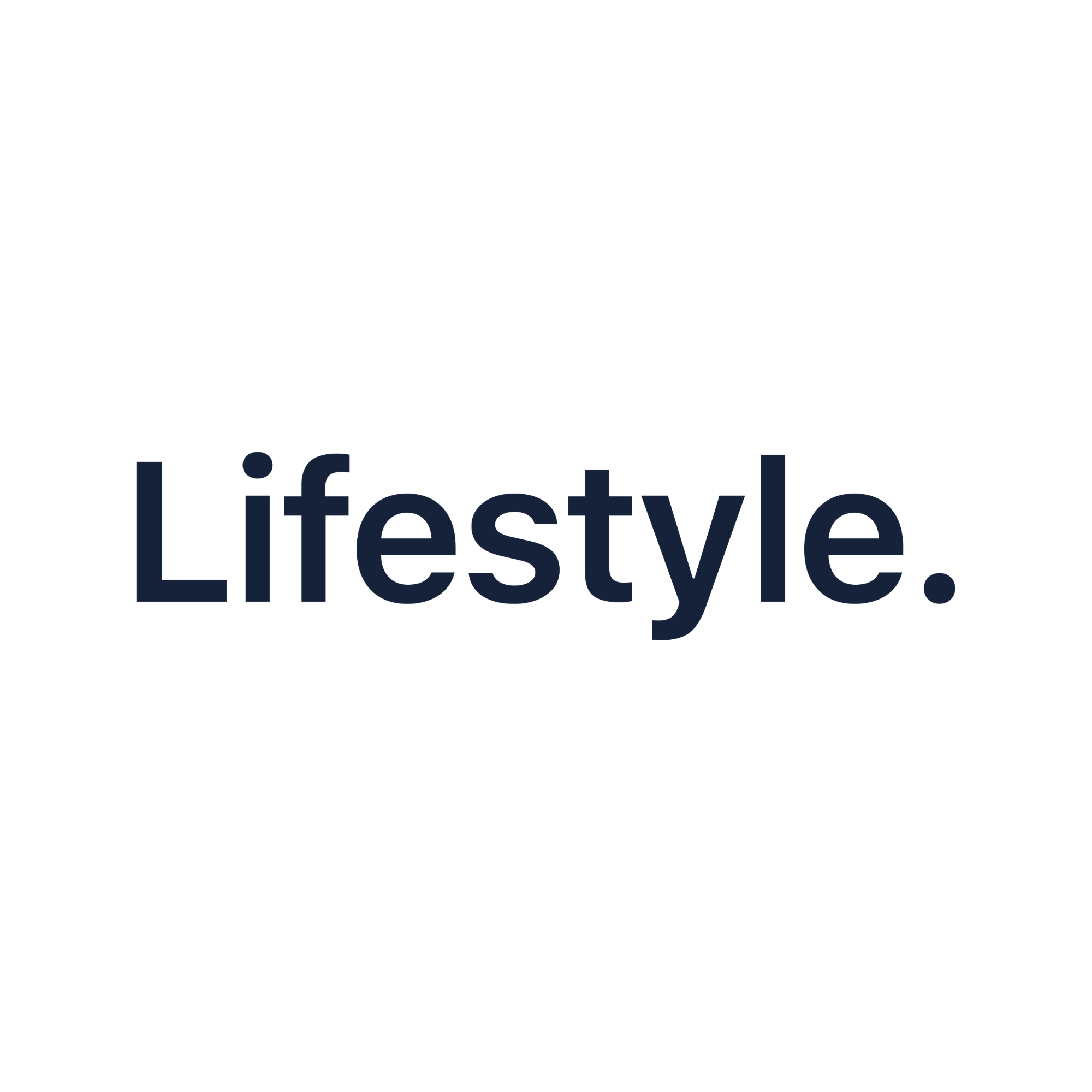 Close-up of the word 'lifestyle' in navy blue text on a white background, part of a promotion or headline.