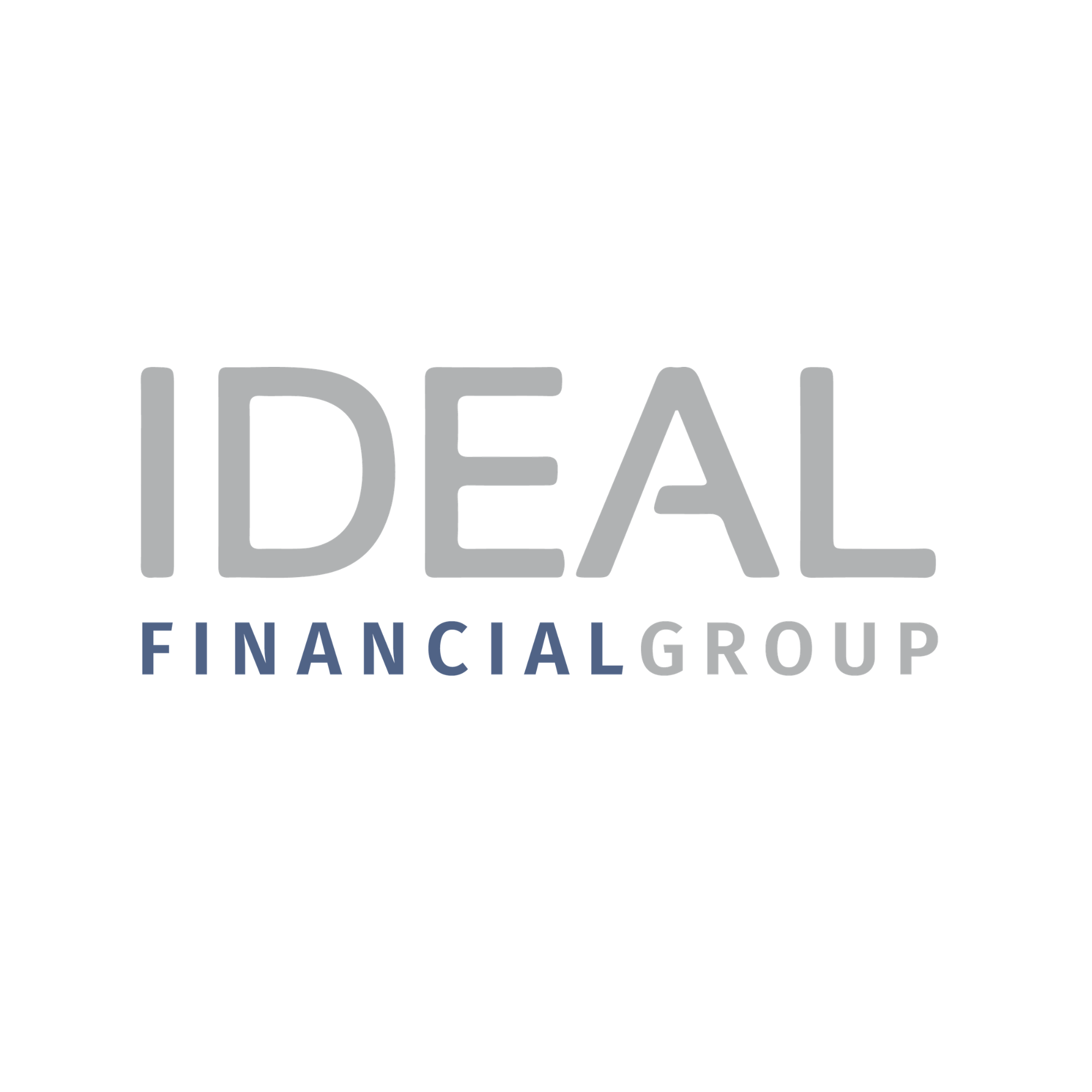 Logo of IDEAL Financial Group featuring a stylized white building with a flag on top, set against a background of blue and orange colors.
