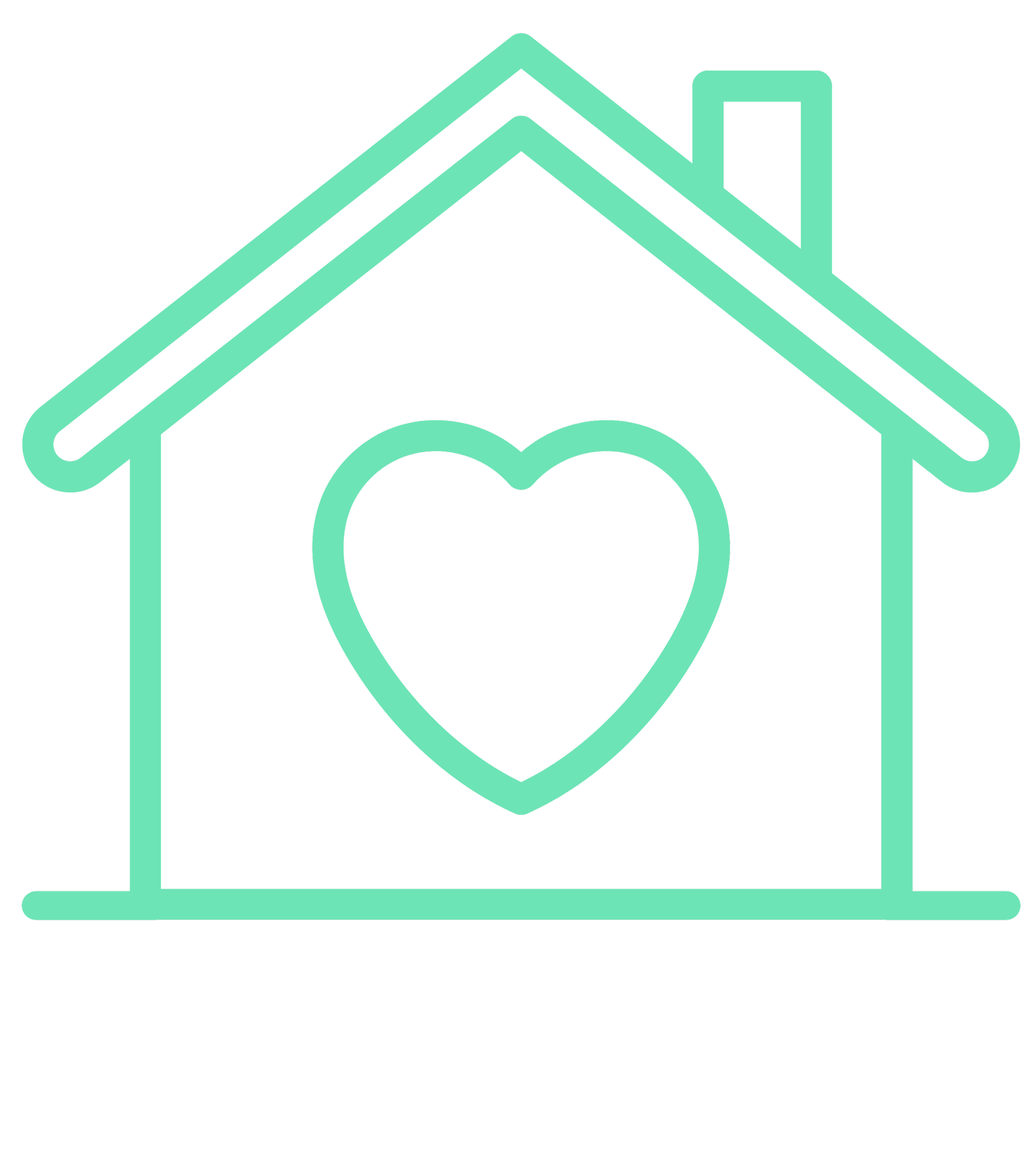 Neon outline of a house with a heart inside.