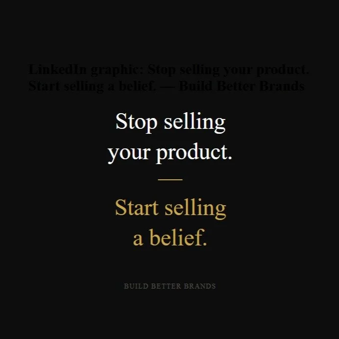 If I were your brand consultant, the first thing I'd tell you is this:

Stop selling your product. Start selling a belief.

Here's what that looks like in practice.

Imagine a grain bowl brand called Halo Grain. Their first instinct &mdash; like most