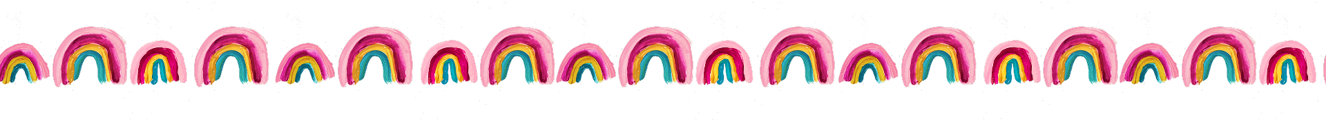 Multiple colorful rainbow-shaped lollipops aligned in a row on a black background.