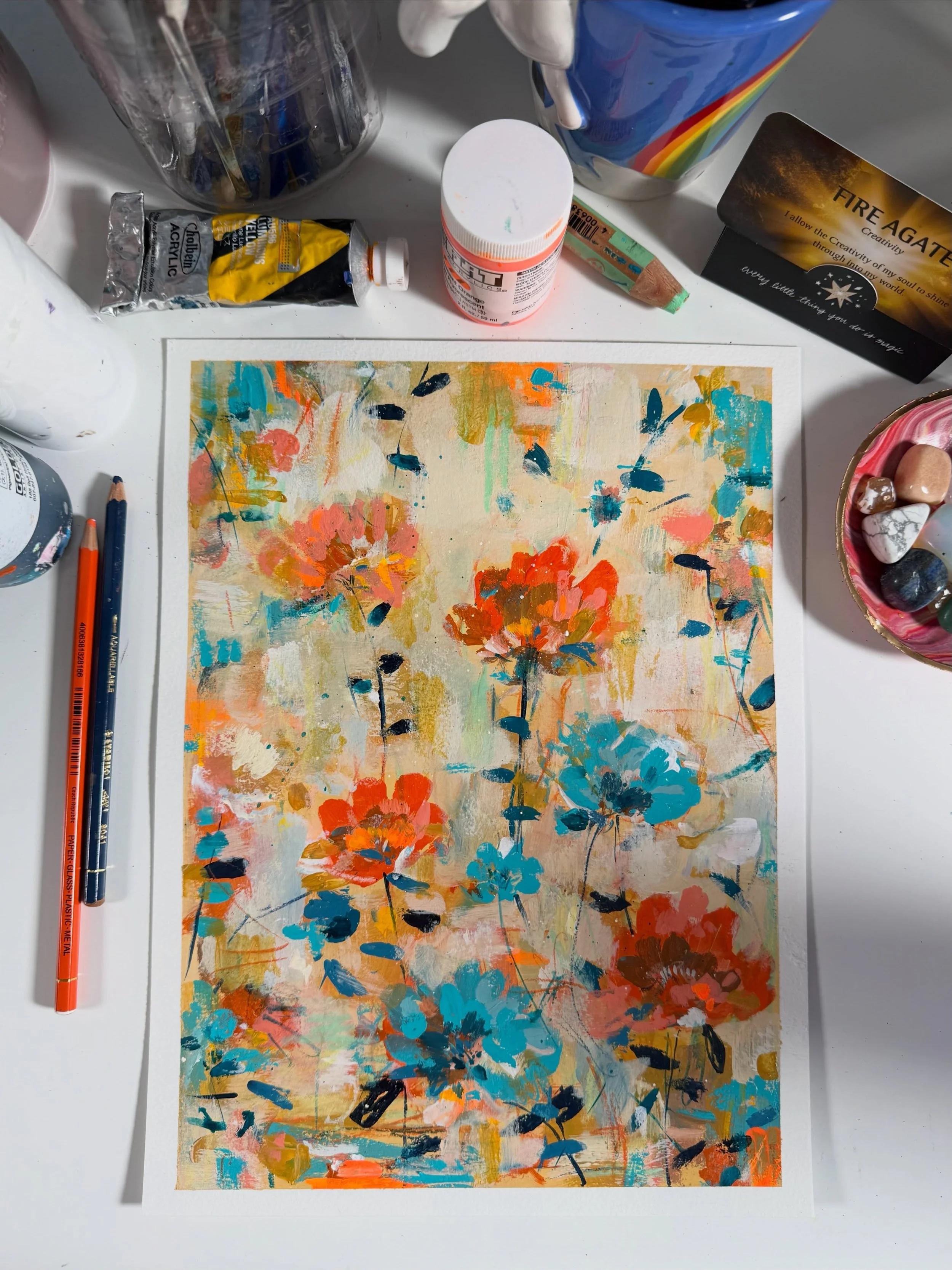 Back in the studio this morning&hellip;

This is my version of a muted palette. Restraint has never really been my thing so I had to add some fluorescent orange. Because I can!