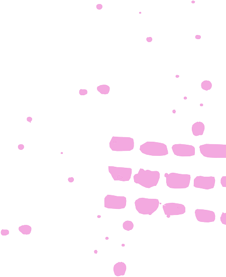 Stylized illustration of a skeleton with pink bones and black background.