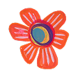 Colorful flower with pink, blue, orange, and red petals