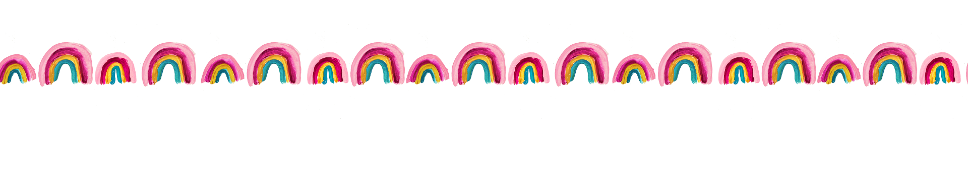 Row of colorful rainbow-shaped balloons against a black background.