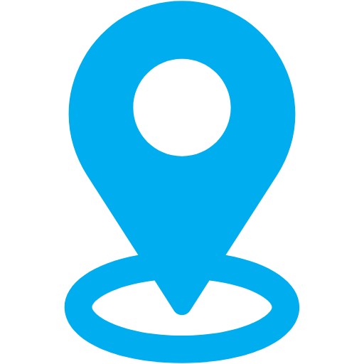 A yellow map pin icon on a black background.