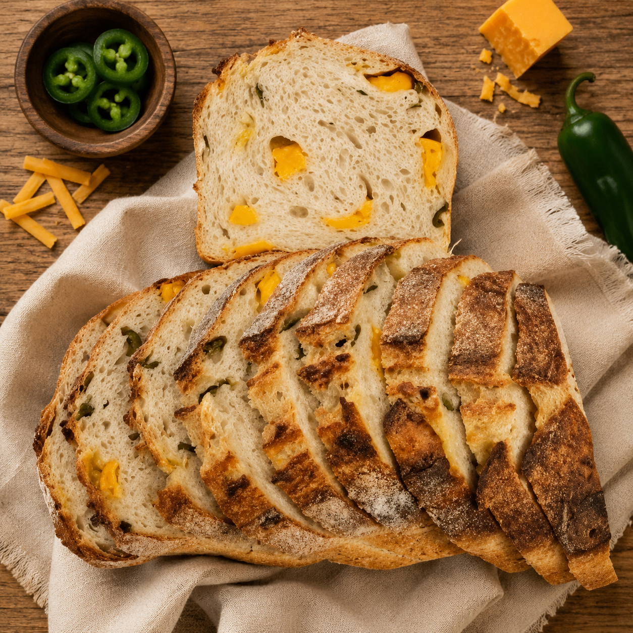 Cheddar Jalapeño Sourdough Loaf