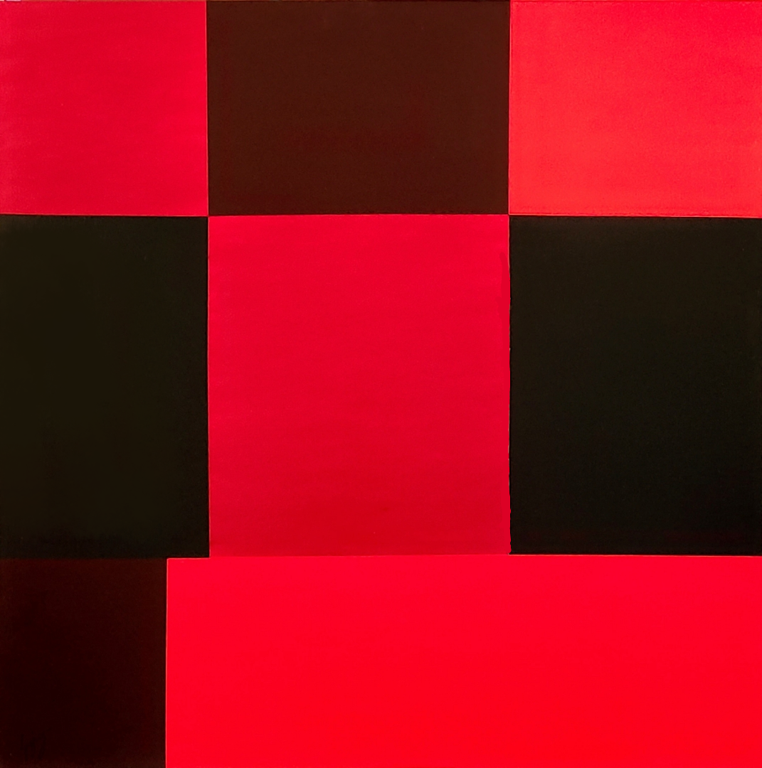 Trinity Red Obsession 90 x 90cm acrylic on canvas