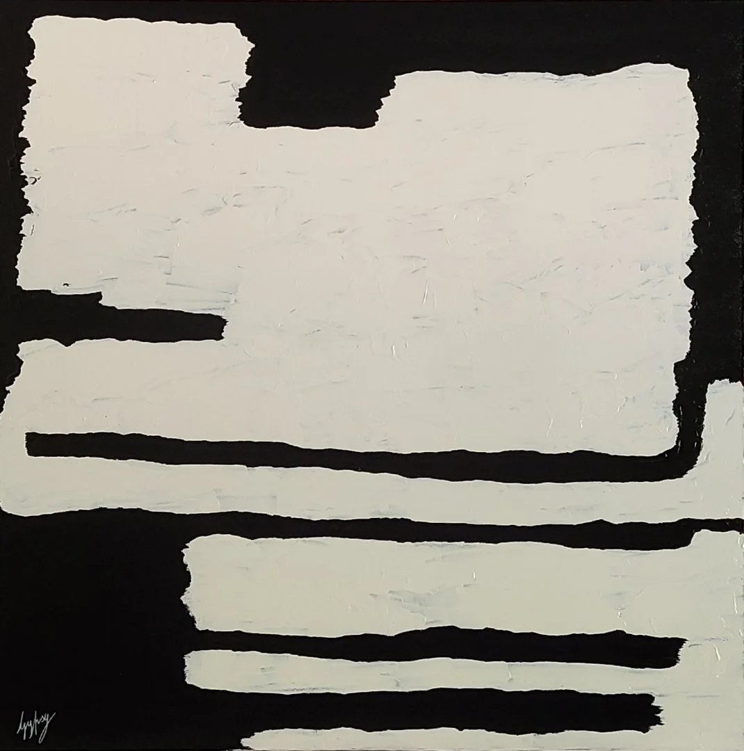 On Black Number 3 90 x 90cm acrylic on canvas, texture paste