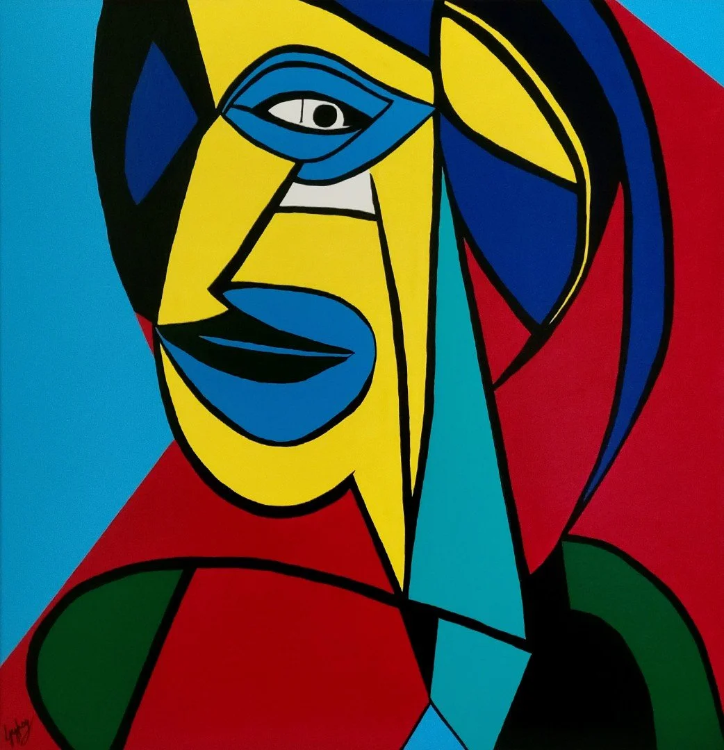 Blue Haired Lady 90 x 90cm acrylic on canvas