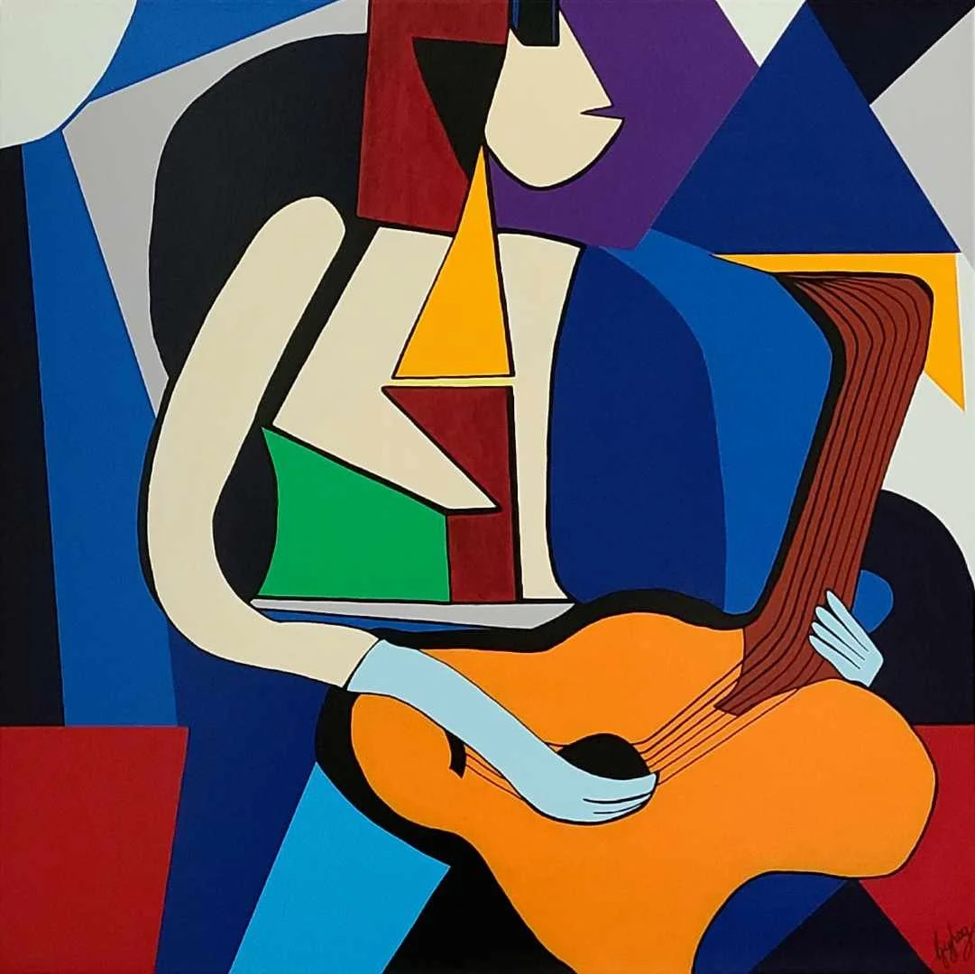 The Guitarist 90 x 90cm acrylic on canvas