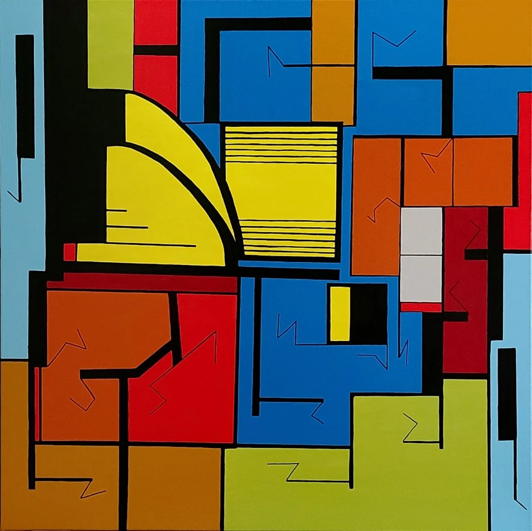 Cityscape 90 x 90cm acrylic on canvas