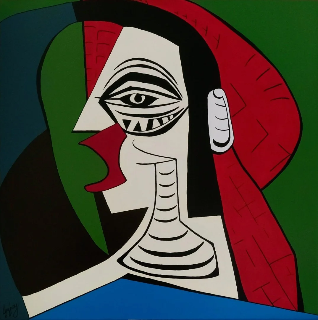 The Boy in the Red Hat 90 x 90cm acrylic on canvas