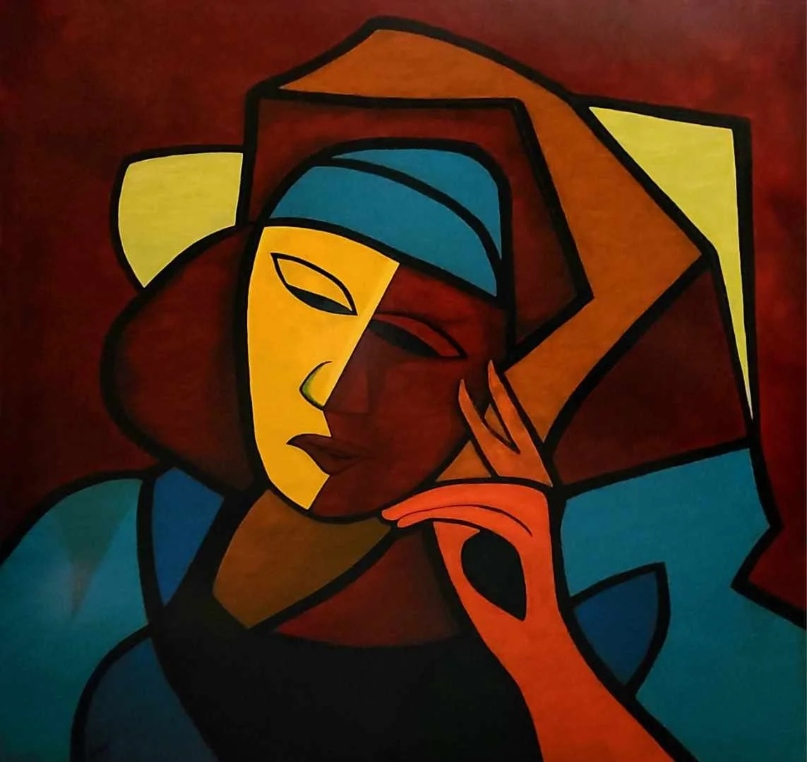 Thoughtful 2 90 x 90cm acrylic on canvas