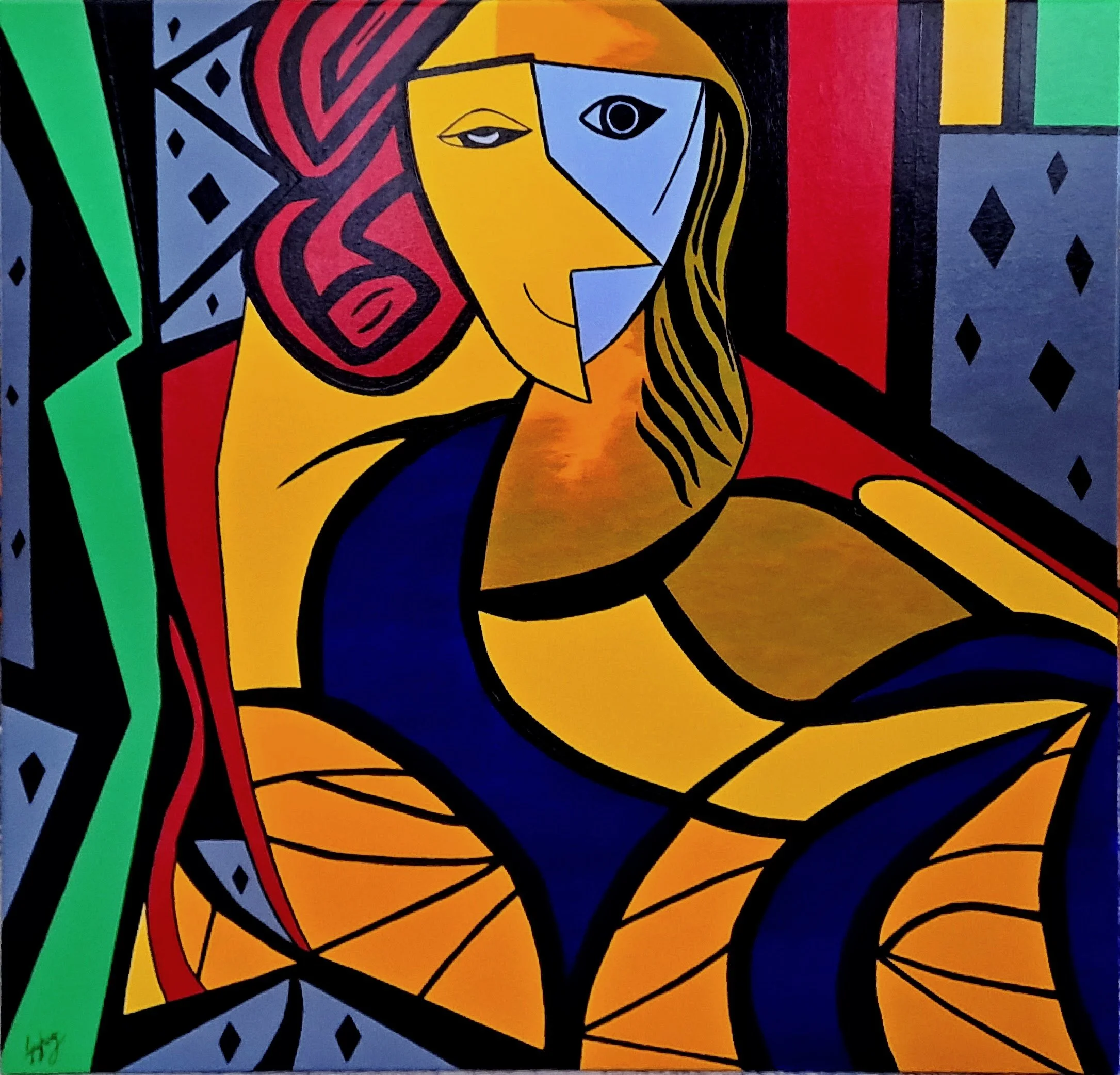 Behind the Mask 90 x 90cm acrylic on canvas