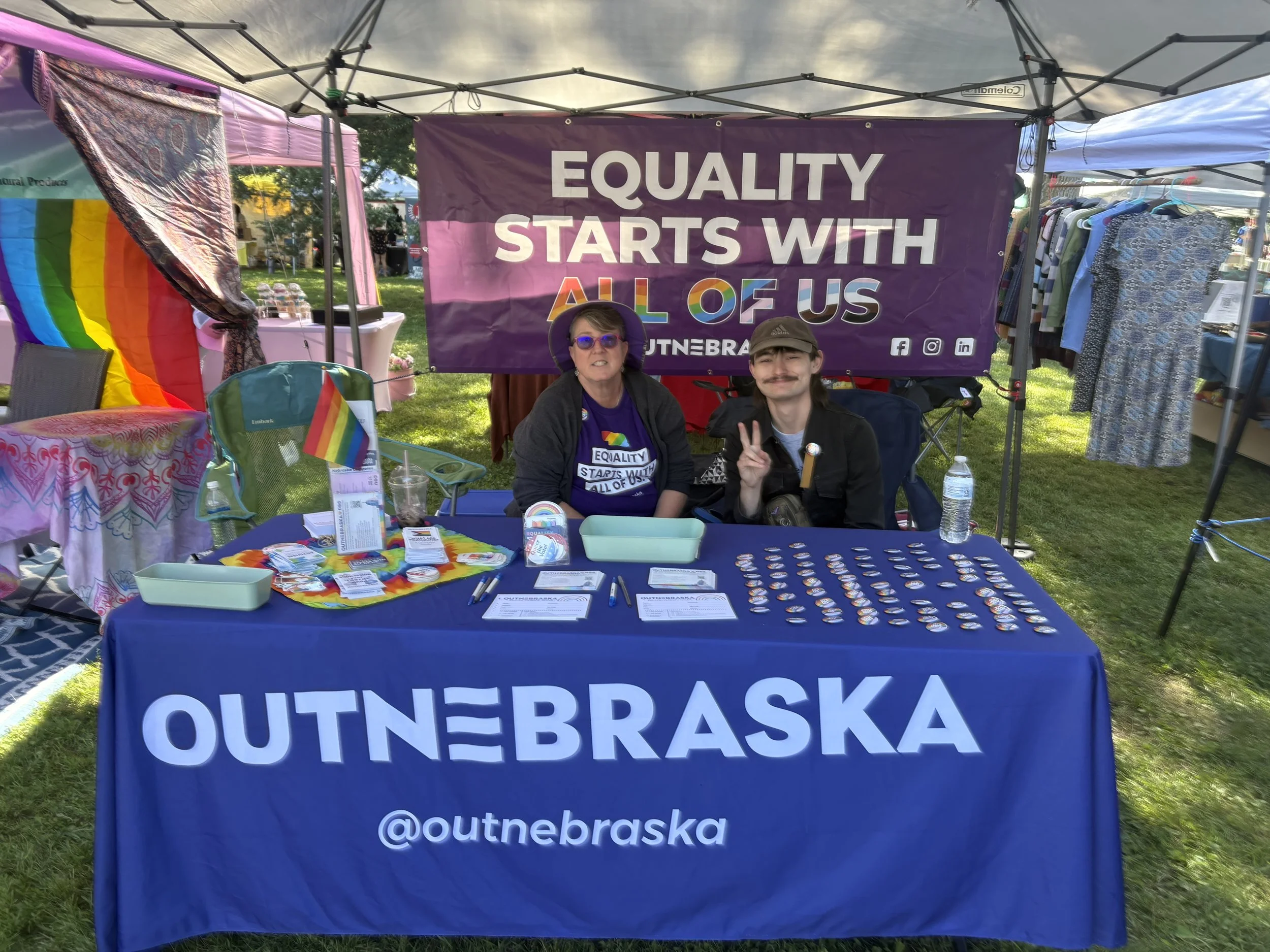 OutNebraska Booth - Equality Starts With All Of Us Banner