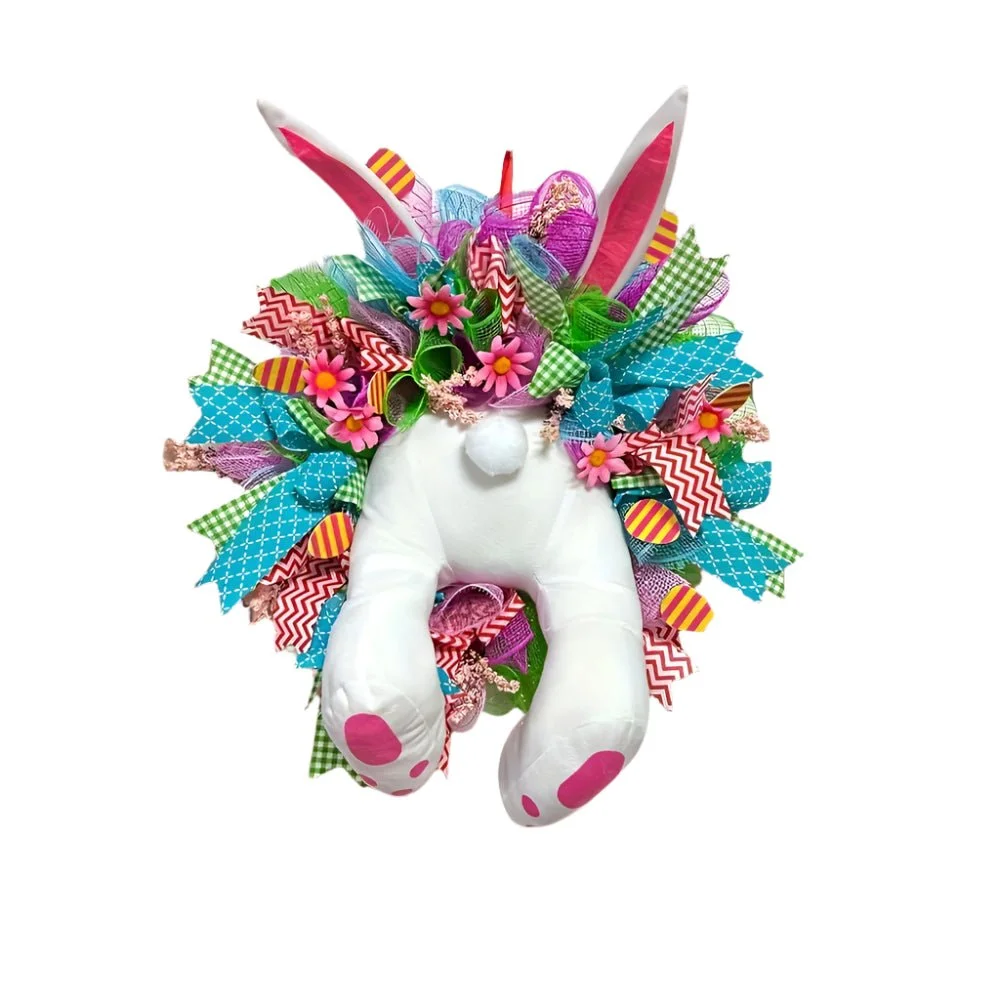 Rabbit Decoration Garland Bunny Wreath Easter Hanging Decor