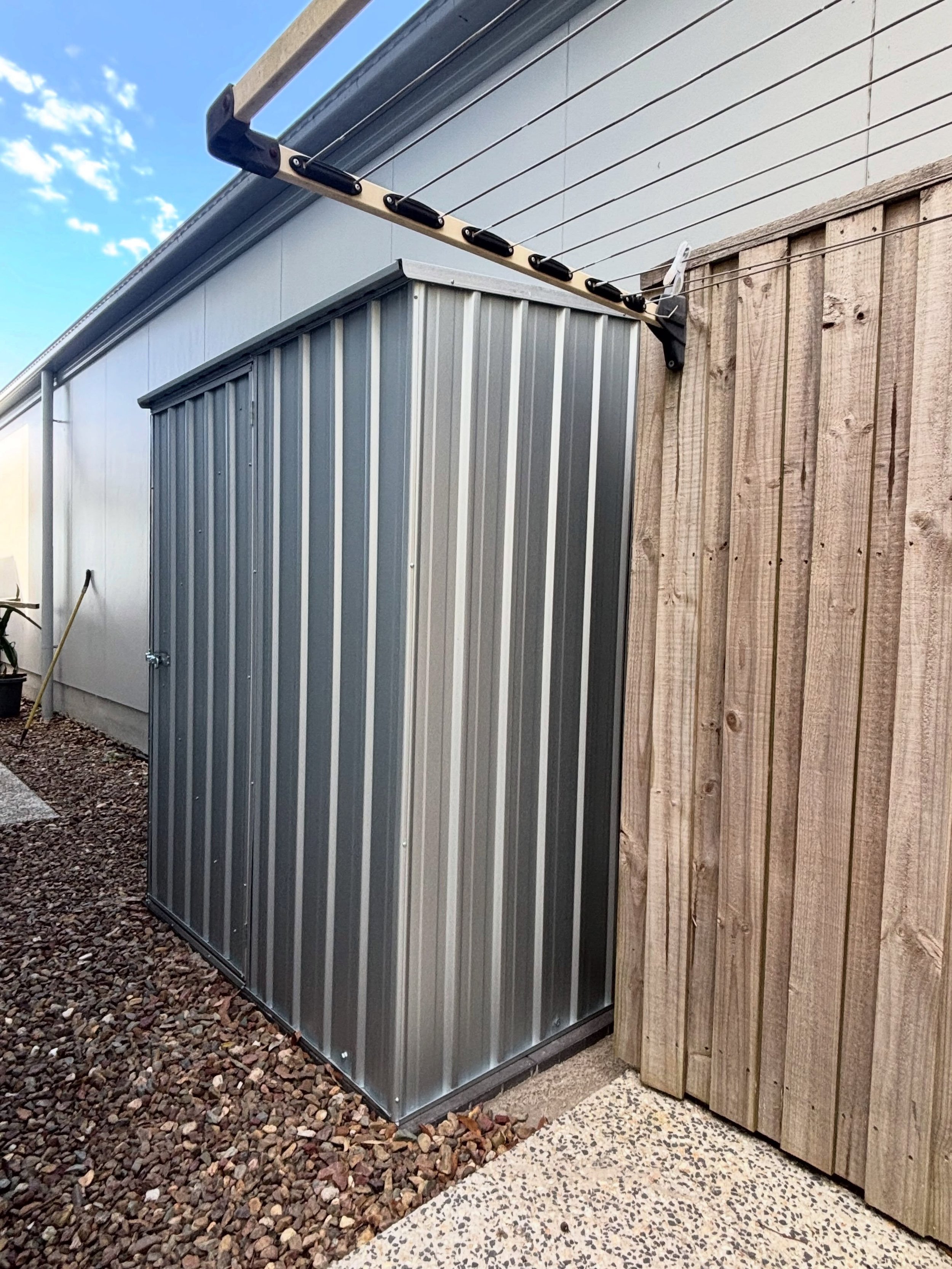 Space saving garden shed solution, Monday morning job in Peregian Springs