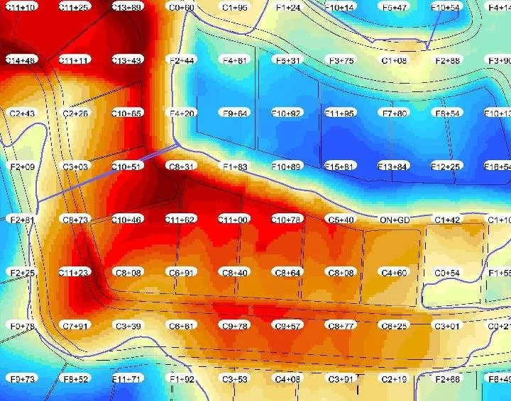 Sample earthwork takeoff with 3D cut and fill model by Anderson Estimating Service