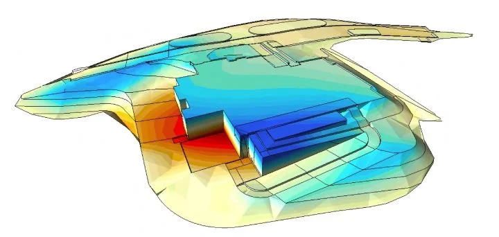 AGTEK 3D view of earthwork takeoff model showing cut and fill quantities by Anderson Estimating Service