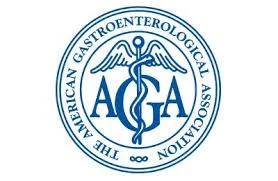 The logo of the American Gastroenterological Association, featuring a caduceus intertwined with a rod of Asclepius, inside a circular border with the association's name.