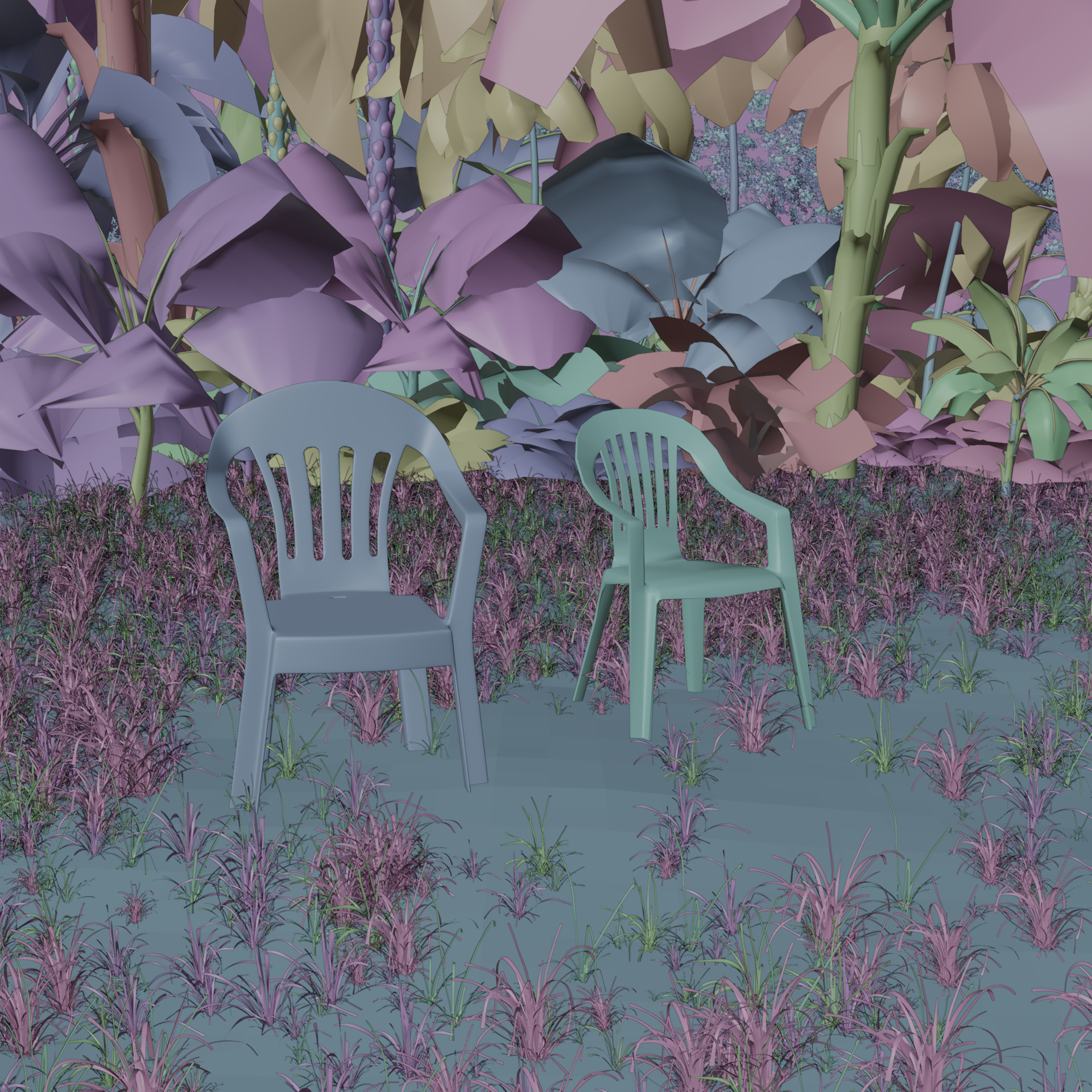 A Render view of the transparent chairs