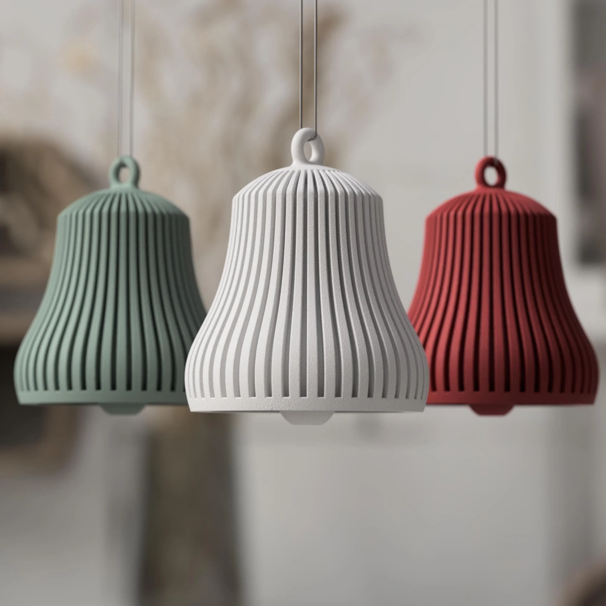 Weihnachtsglocke als Christbaumanhänger im Japandi-Stil