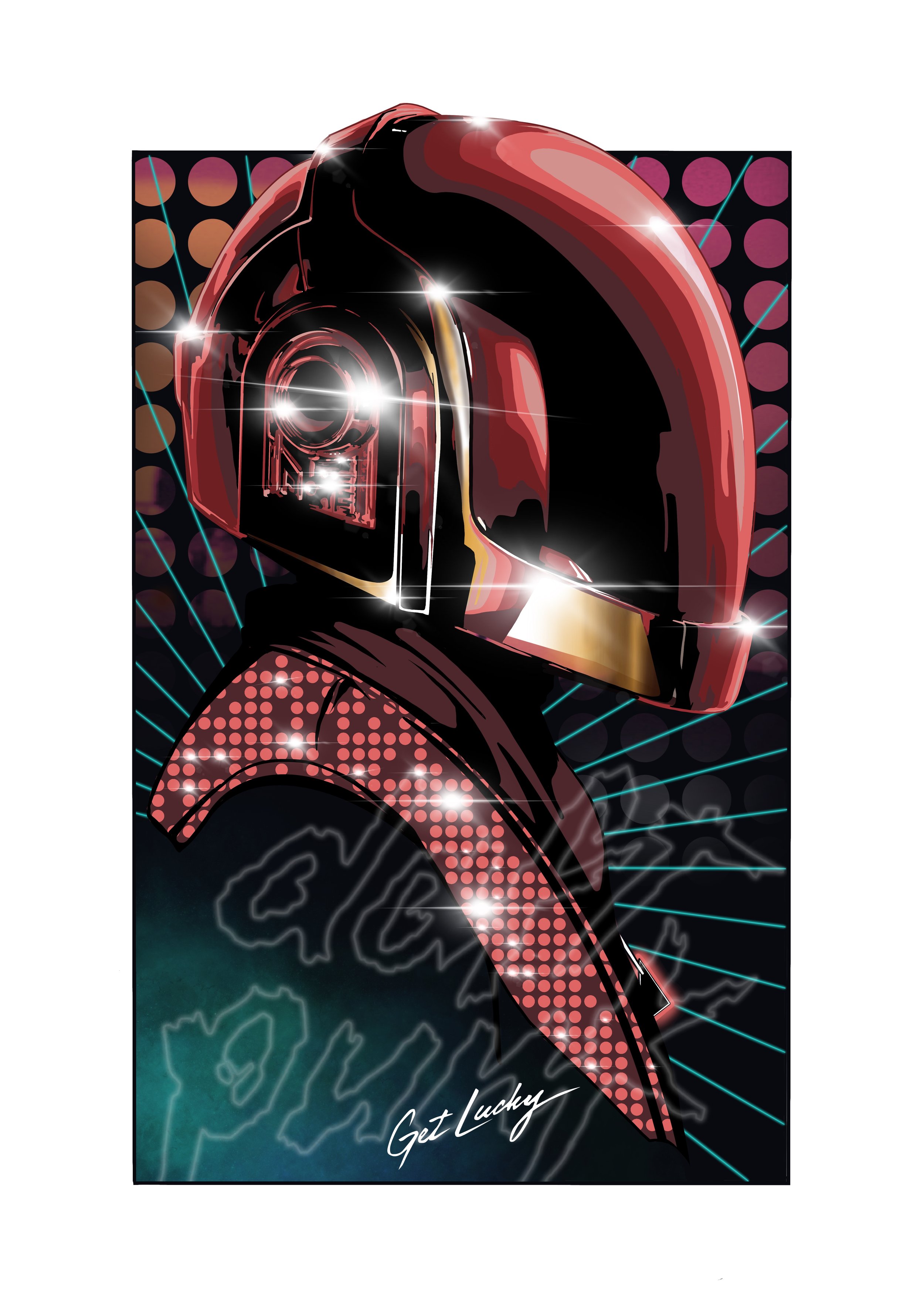 Retro futuristic helmet illustration inspired by electronic music culture, bold digital artwork by Auckland New Zealand illustrator
