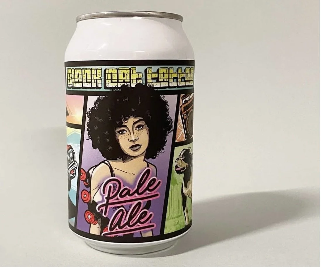 Custom illustration artwork for beer label design, bold graphic composition created for branding and commercial packaging use