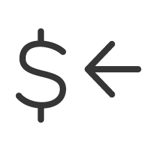 A dollar sign with an arrow pointing to the left.