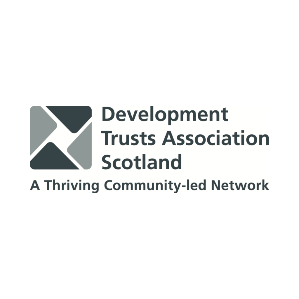 Logo of Development Trusts Association Scotland with the text "A Thriving Community-led Network".