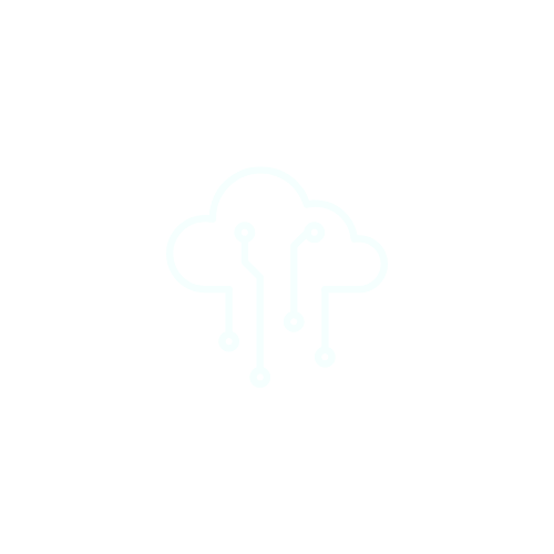 Icon of a cloud with circuit lines inside, representing cloud computing or digital technology.
