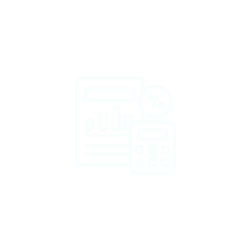 Line graph, calculator, and percentage symbol representing financial analysis or calculations