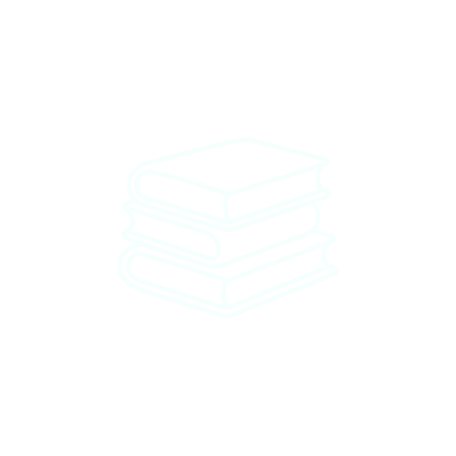 Outline drawing of a stack of four books on a black background.