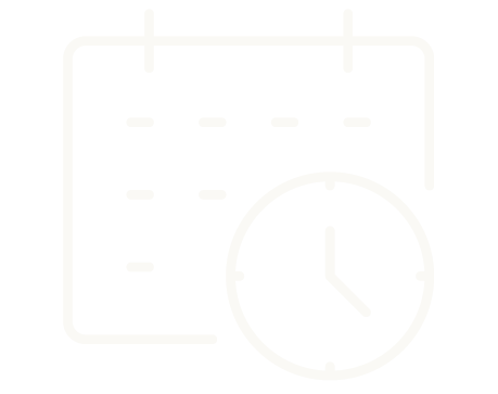 Calendar page with a clock overlay indicating the time