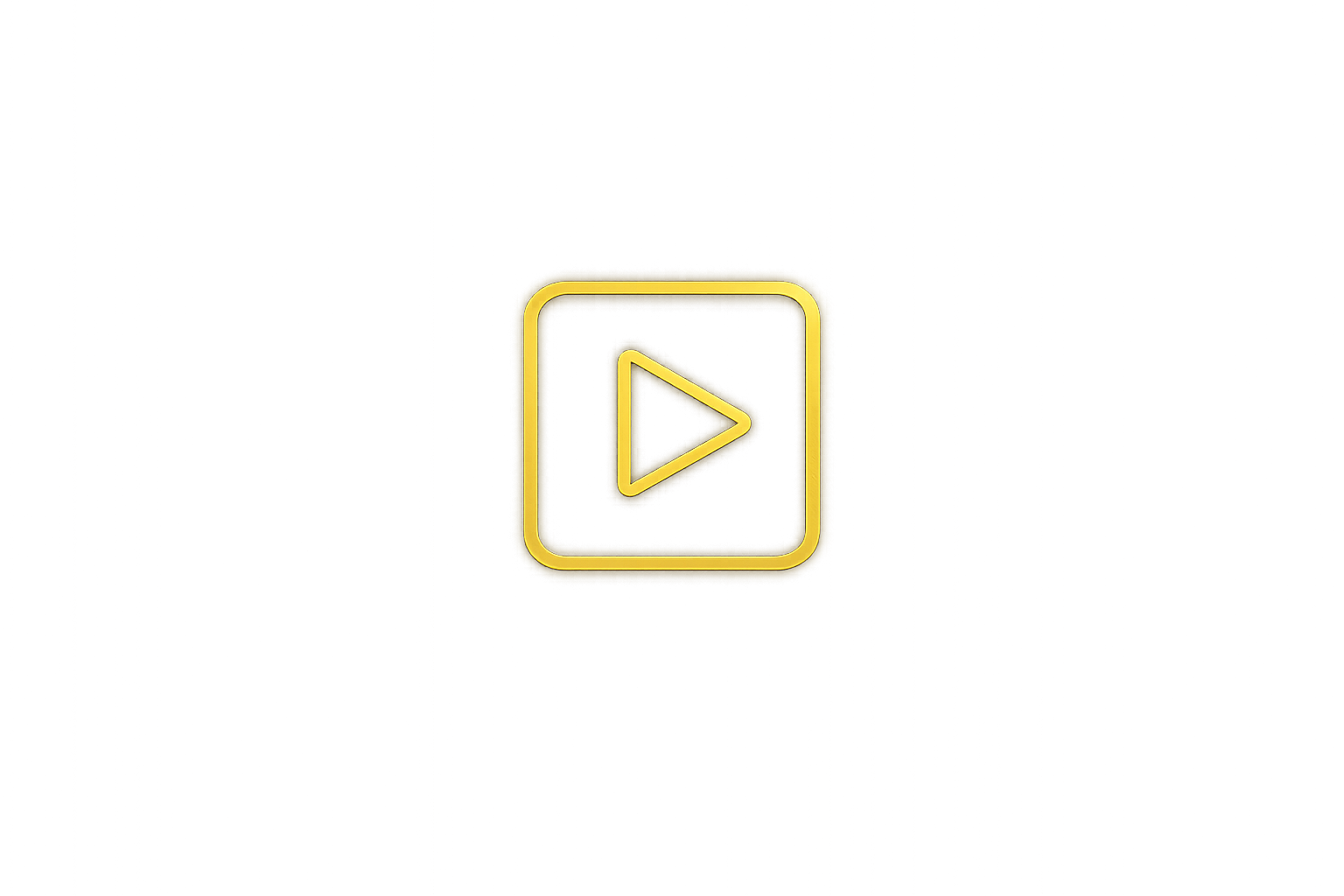 Neon yellow play button icon on a wall or screen.