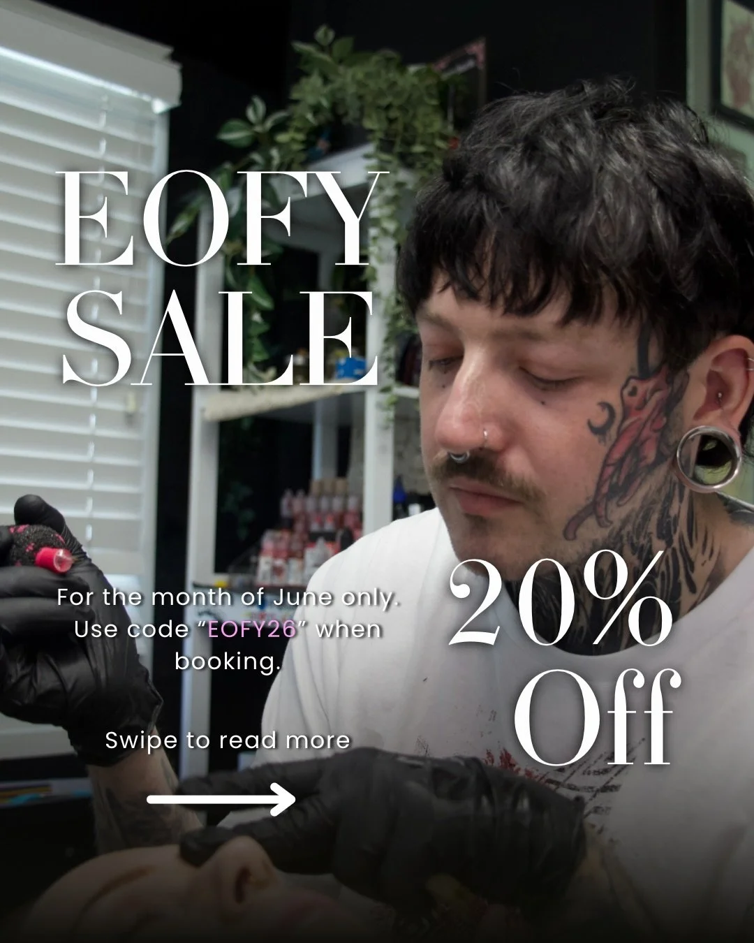 🚨 EOFY SALE!!🚨

For the month of June only, ALL cosmetic tattooing (Yes that includes my package deals!) will be 20% off. This is the lowest price you&rsquo;ll see my services this year. 

When booking your appointment, use the promo code &ldquo;EO