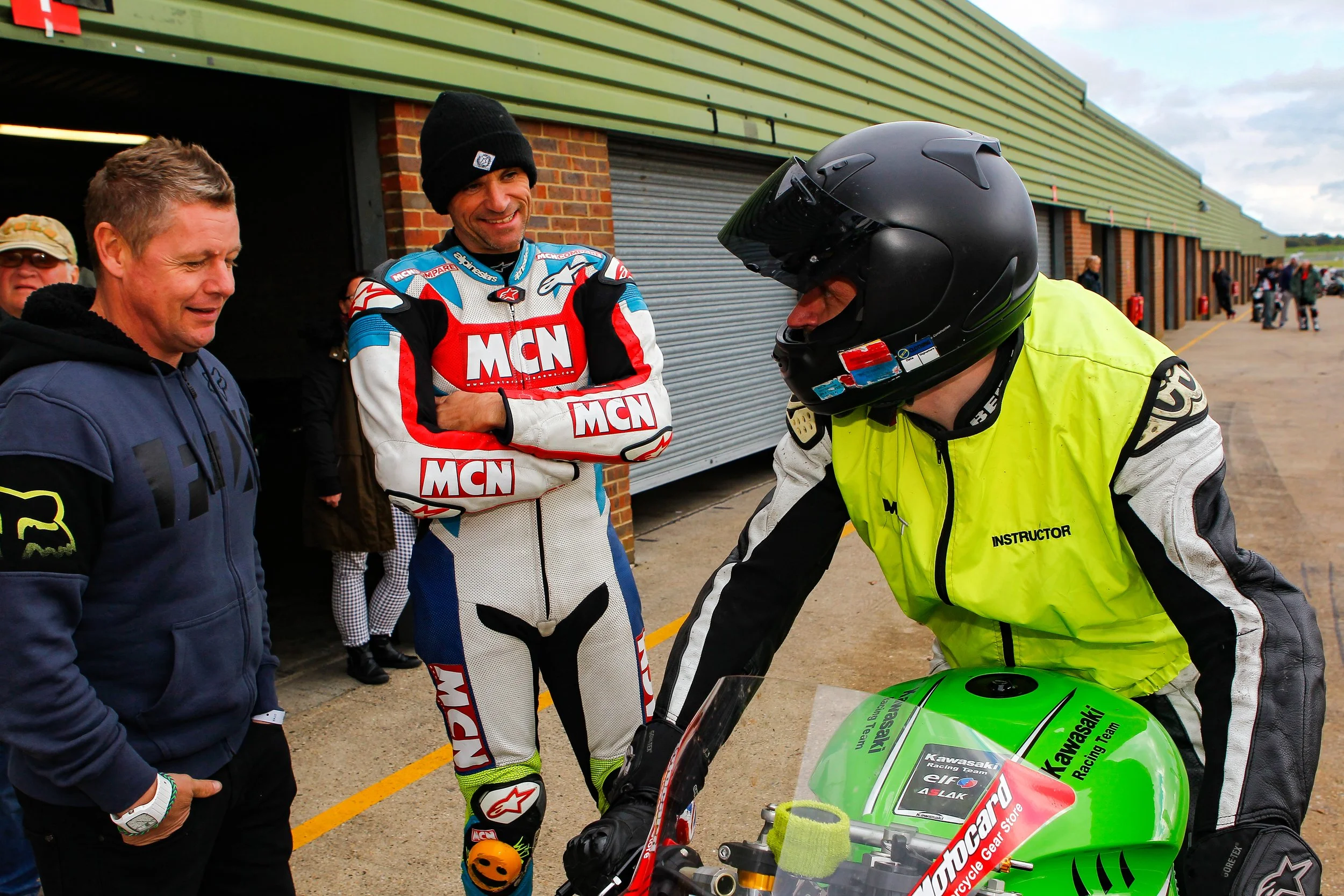 Michael Neeves with British and World Superbike legend, Chris Walker at Snetterton circuit
