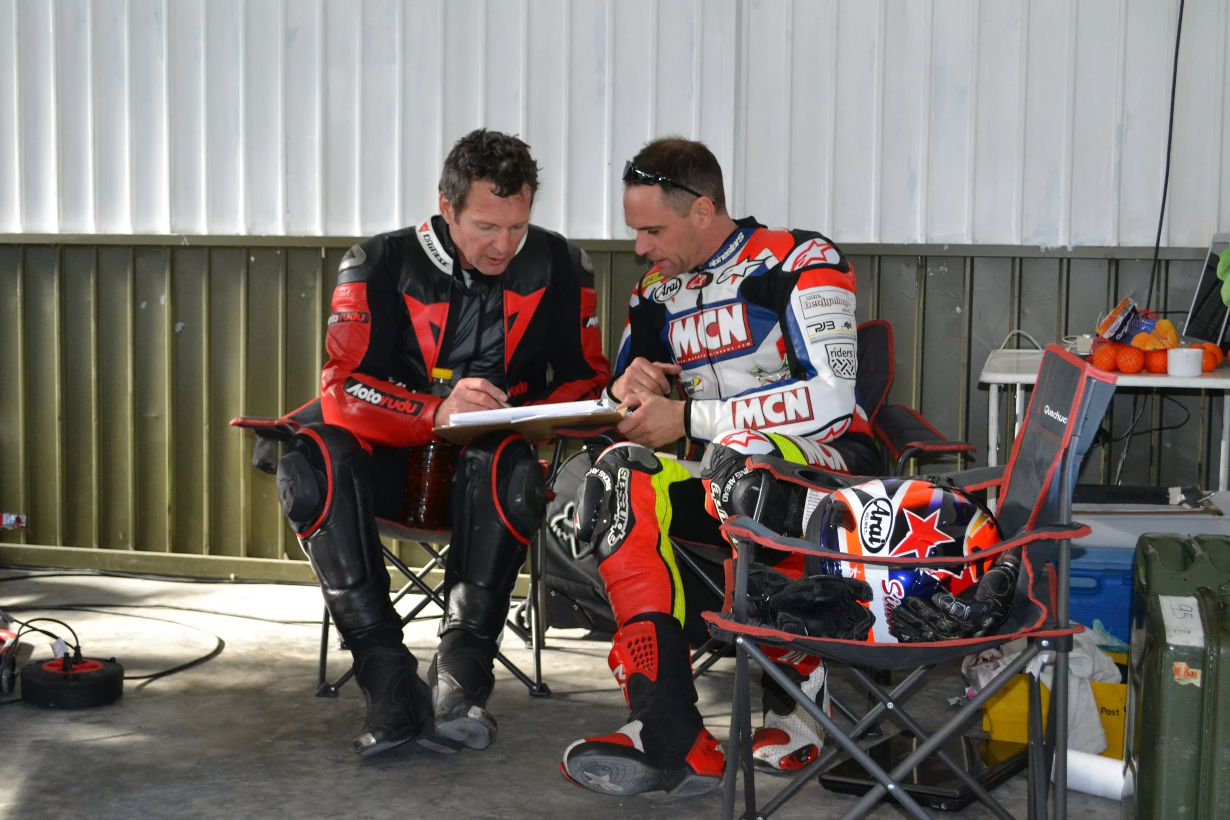Michael Neeves learning how to improve on track from 500cc Grand Prix legend, Simon Crafar