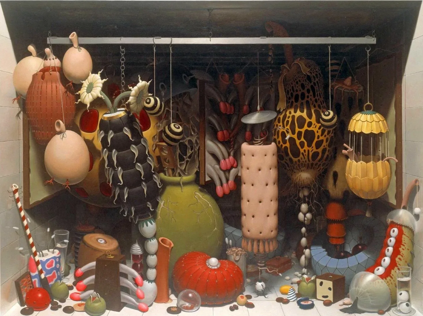 oil painting of an array of objects in a box