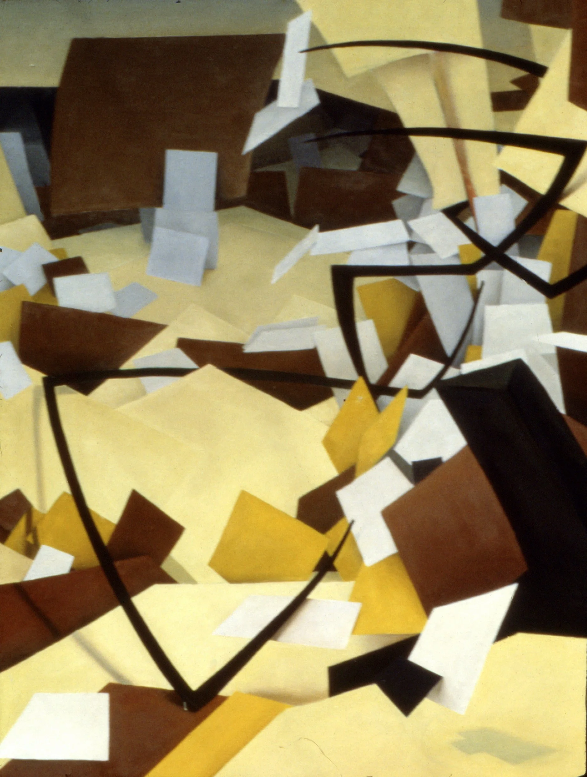 abstract oil painting in vorticist style