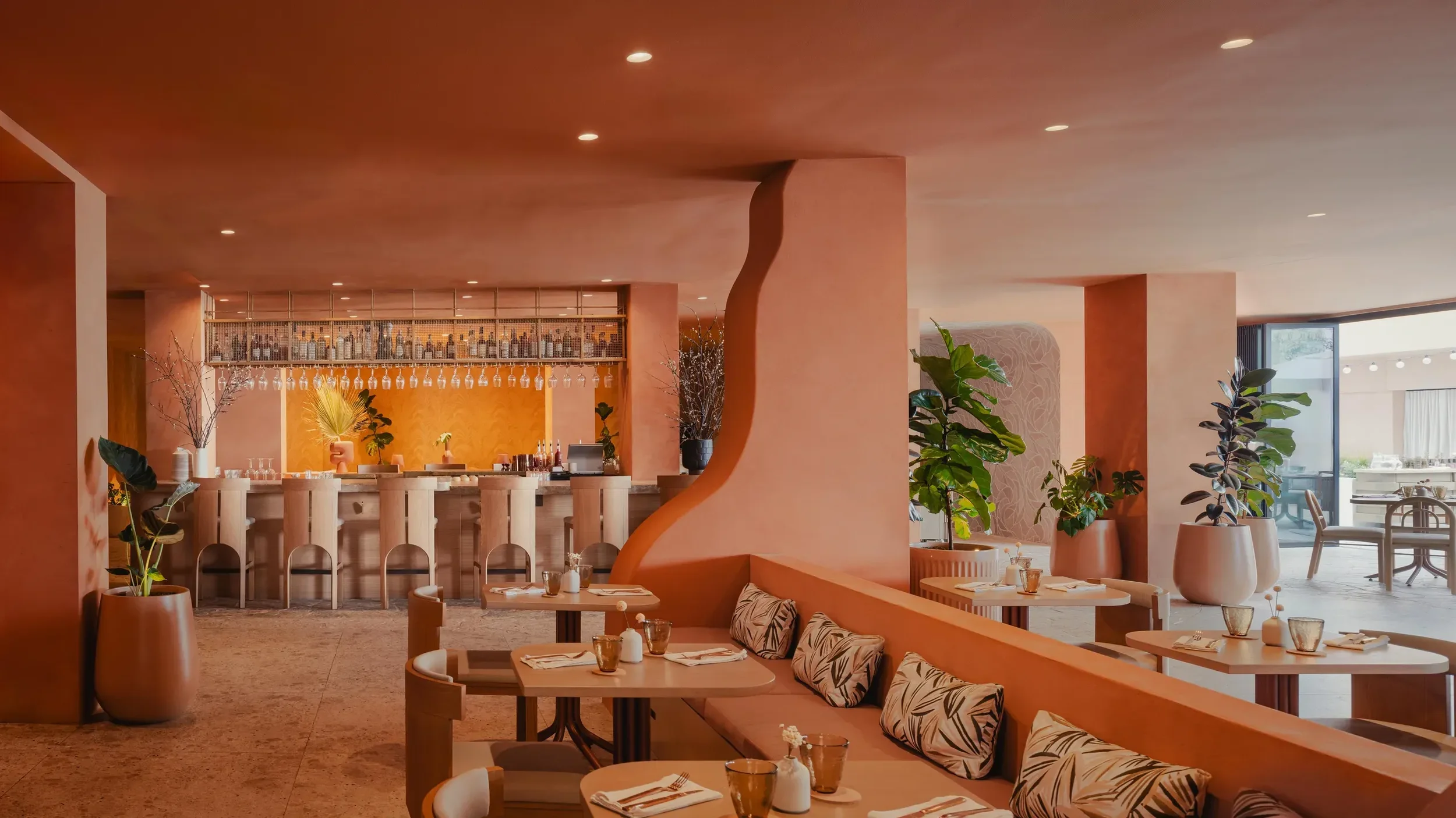 Dining area with multiple tables