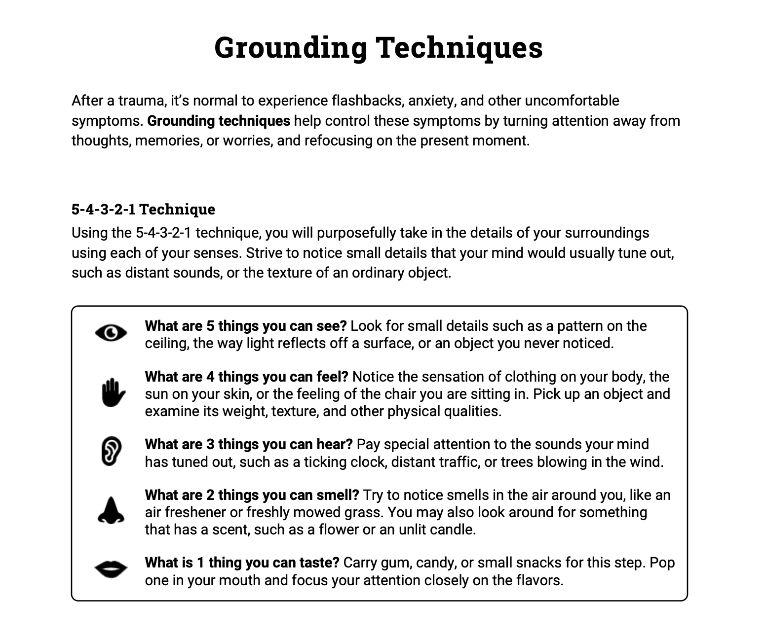 Grounding Techniques