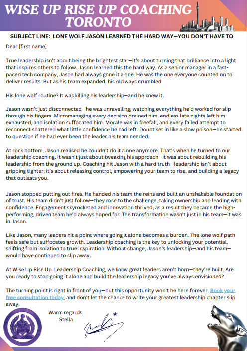 Email copy for a coaching brand