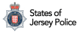 Logo of the States of Jersey Police with a blue badge emblem and text.